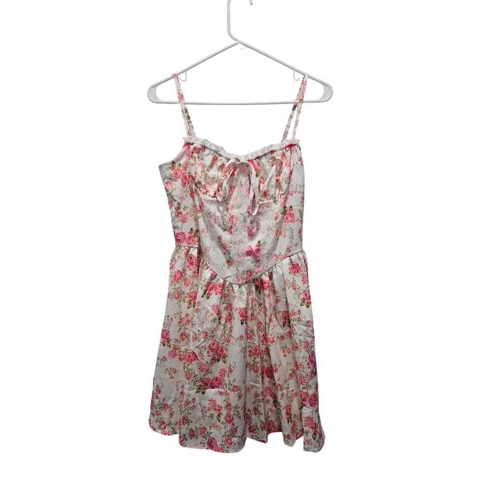 Y2K Floral Corset Drop Waist Mini Dress Cottagecore Coquette XS/S